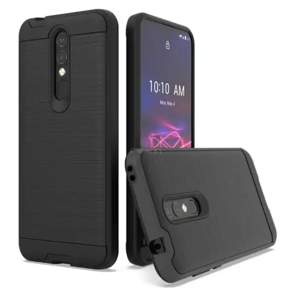 For Coolpad Legacy Brisa Dual layer Metal Brushed Shockproof Armor Hybrid Case Cover Black