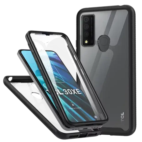 CBUS Heavy-Duty Phone Case with Built-in Screen Protector for TCL 30 XE 5G, TCL 30 XE 5G (Black)