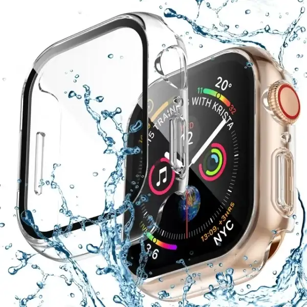 Ouwegaga 2 Pack Compatible with Apple Watch Case 44mm 40mm 45mm 41mm 42mm 38mm, Full Waterproof Screen Protector Fits For Apple