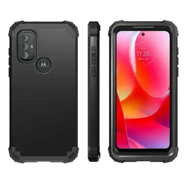 Motorola Moto G Power 2022 Case, Dteck 3 in 1 Rugged Hybrid Hard PC Soft Silicone Bumper Shockproof Drop Protective Cover for Motorola Moto G Power (2022) 6.5 inch, Black - Image 2