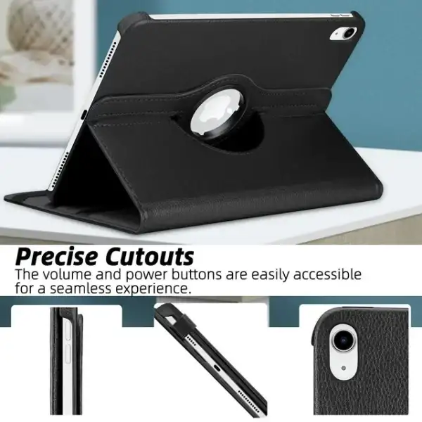 EpicGadget Smart Rotating Case Cover for iPad 10 10th Gen 10.9 Inch 2022 Released - Protective PU Leather Multi-Angle Viewing Rotating Stand Auto Sleep/Wake Folding Folio Cover Case (Black)