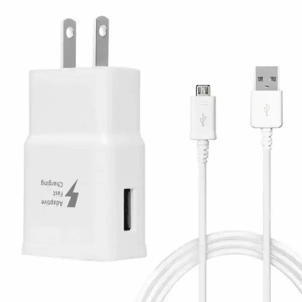 Alcatel 871a Adaptive Fast Charger Micro USB 2.0 Charging Kit [1 Wall Charger + 5 FT Micro USB Cable] Dual voltages for up to 60% Faster Charging! White