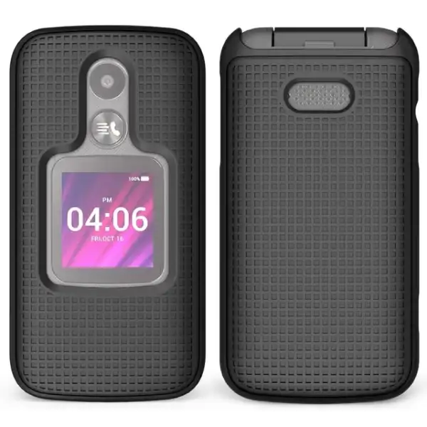 Case for MyFlip-2 Phone, Nakedcellphone [Black] Protective Snap-On Hard Shell Cover [Grid Texture] for Alcatel MyFlip 2 Phone (A406DL), TCL My Flip 2 - Image 2