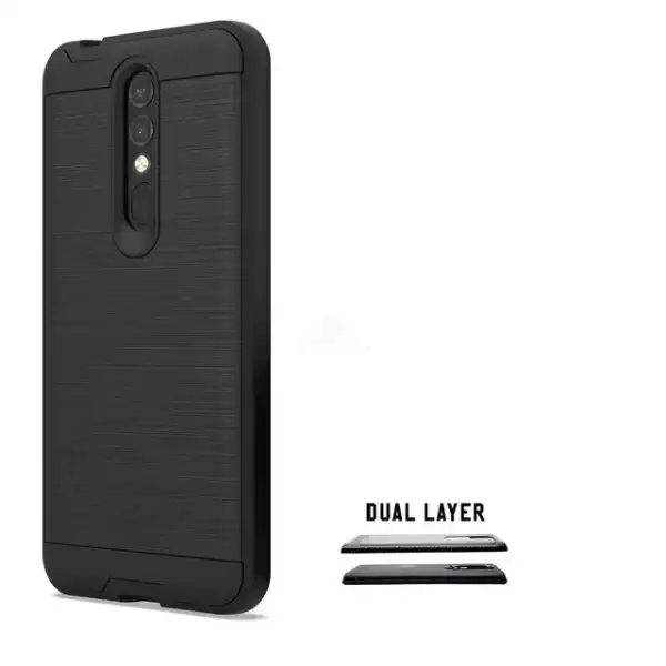 For Coolpad Legacy Brisa Dual layer Metal Brushed Shockproof Armor Hybrid Case Cover Black - Image 2