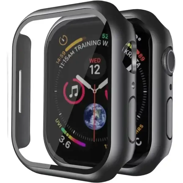 SPY Case with Apple Watch Series 7 Series 8 45mm with Tempered Glass Screen Protector, Full Protective Hard PC Case, HD Ultra-Thin Cover for iWatch 45mm - Black