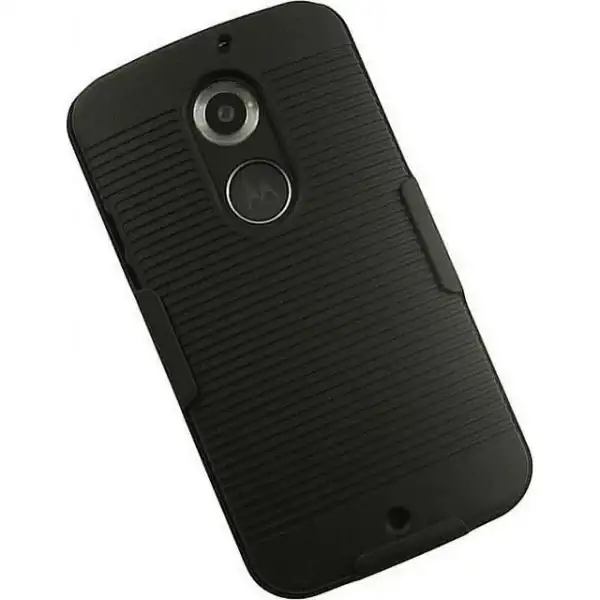 Case with Clip for Moto X 2nd Gen, Nakedcellphone Black Ribbed Hard Cover with [Rotating/Ratchet] Belt Hip Holster for Motorola Moto X 2nd Generation (2014) XT1092, XT1093, XT1095, XT1096, XT1097 - Image 2