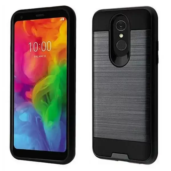 Phone Case for LG Q7, Q7+, Q7 Plus Phone Case Protective Shockproof Brushed Hybrid Rubber Rugged Cover Black Slim Case for Phone Case for LG Q7, Q7+, Q7 Plus