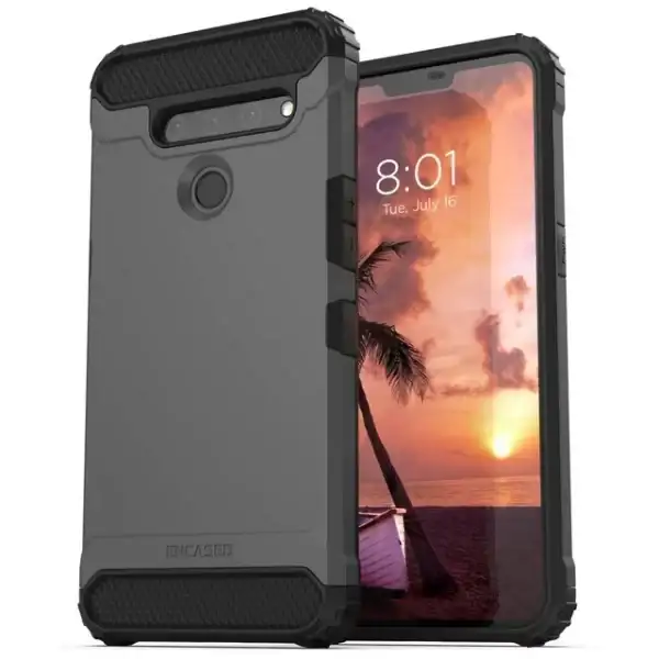 Encased Heavy Duty LG V50 ThinQ Case (2019 Scorpio Series) Military Grade Rugged Phone Protection Cover Gunmetal Gray