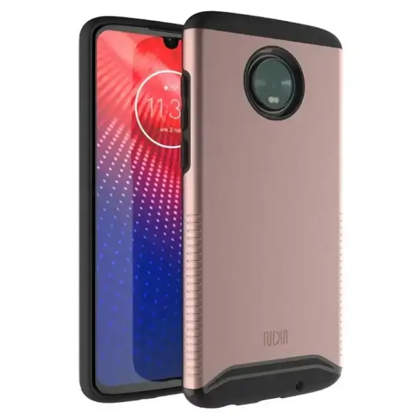 TUDIA for Motorola Moto Z4 Phone Case, [MERGE] Dual Layer Slim Tough Non-Slip Heavy Duty Case Cover (Rose Gold)