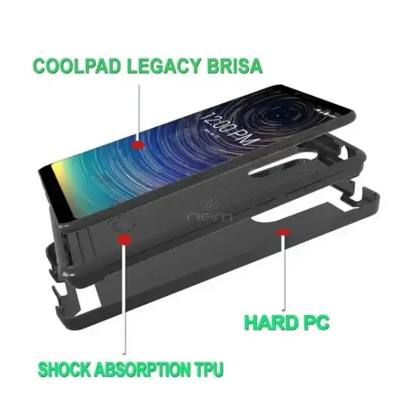 For Coolpad Legacy Brisa Dual layer Metal Brushed Shockproof Armor Hybrid Case Cover Black - Image 3