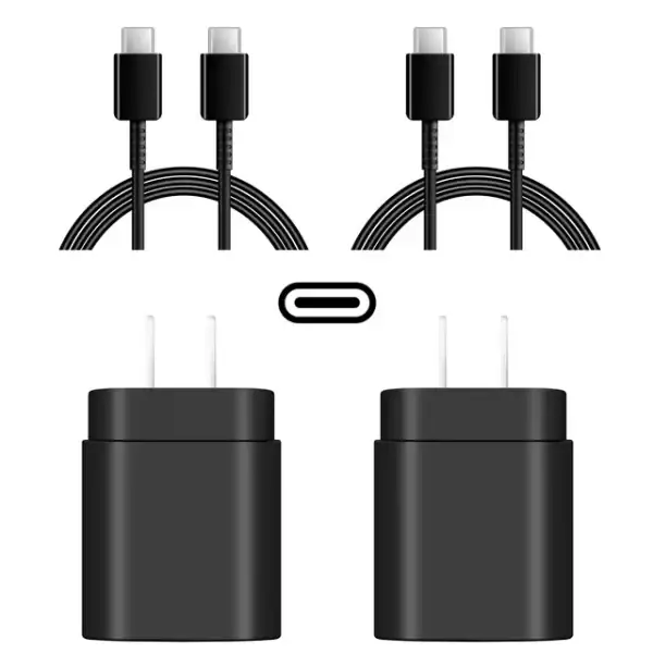 Coreykin USB C Super Fast Wall Charger-2-Pack 25W USB-C Fast Charger-6Ft Type C to Type C Cable for Samsung Galaxy S23/S22/S22 Ultra/S22+/S21 Ultra/S21+/S21/S20 Ultra/Note 20 Ultra/Note 10+/Not 10