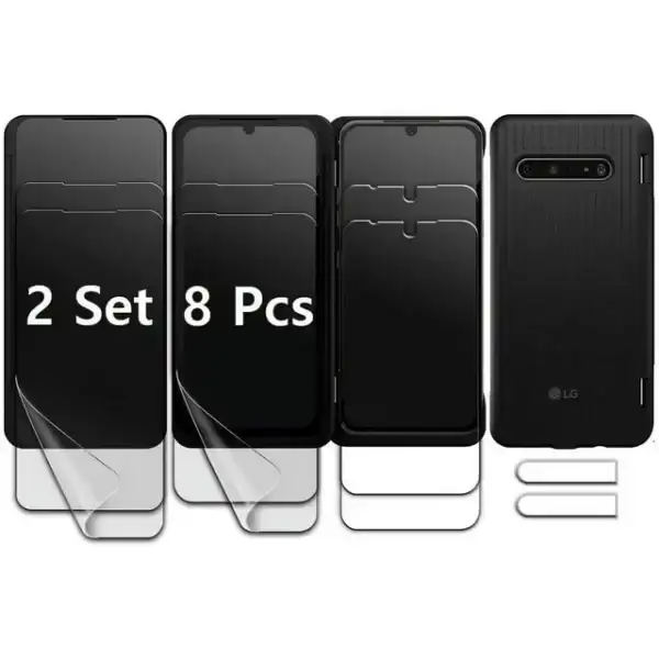 [2 SET 8 PCS] [2 tempered glass + 4 PET films + 2 camera protector] for LG V60 5G ThinQ Screen Protector [Perfect Fit