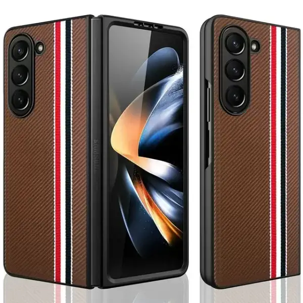 Carbon Fiber Series Protective Cover for Samsung Galaxy Z Fold 5 - Brown