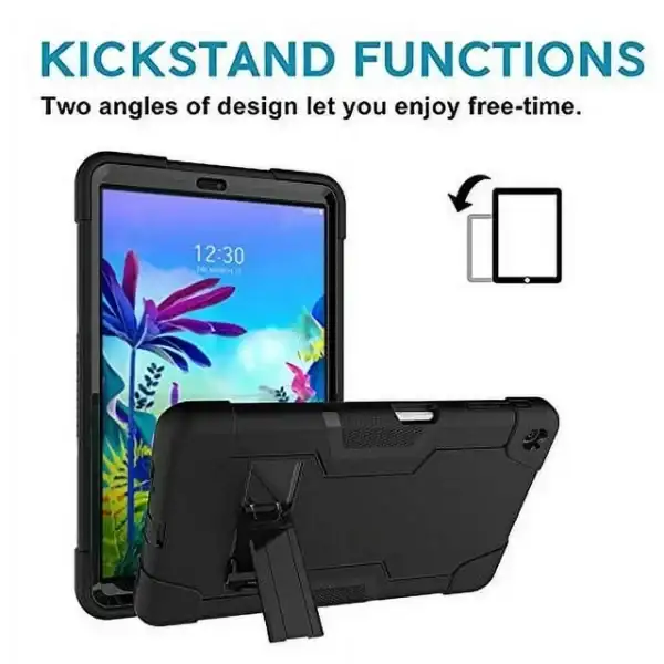 Mignova Hybrid Shockproof Rugged Anti-Impact Protection Cover Built in Kickstand for LG G Pad 5 10.1 inch 2019 Released(Black+Black) - Image 3