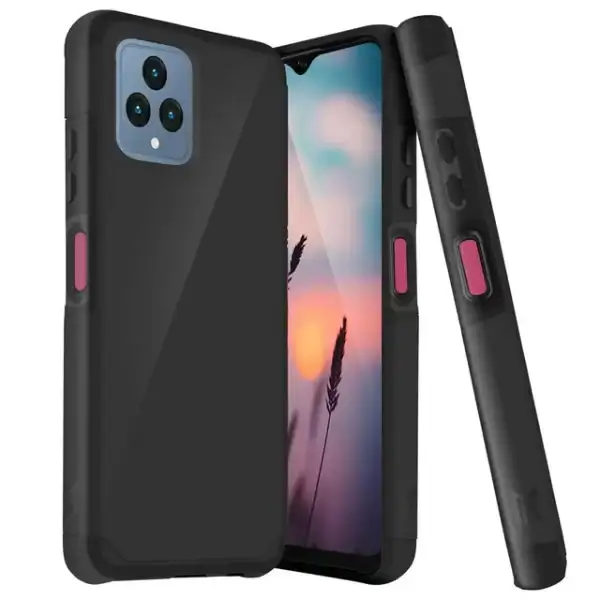 TJS for T-Mobile Revvl 6x 5G / Revvl 6 5G Phone Case, Dual Layer Heavy Duty (Magnetic Mount Friendly) Shockproof Drop Protection Hybrid Cover (Black)