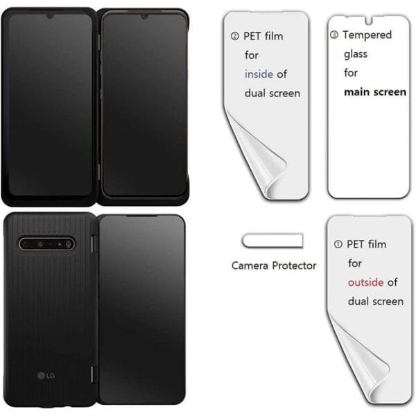 [2 SET 8 PCS] [2 tempered glass + 4 PET films + 2 camera protector] for LG V60 5G ThinQ Screen Protector [Perfect Fit - Image 2