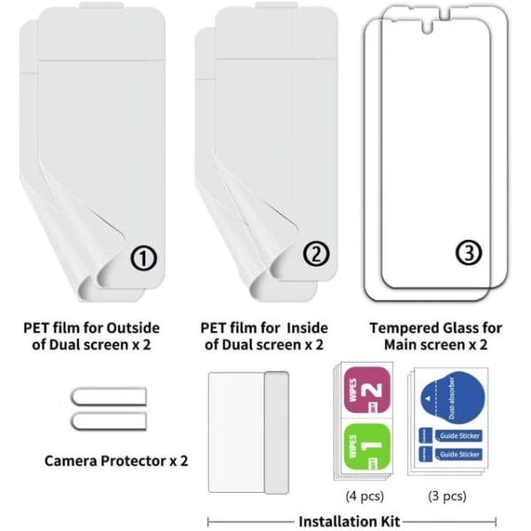 [2 SET 8 PCS] [2 tempered glass + 4 PET films + 2 camera protector] for LG V60 5G ThinQ Screen Protector [Perfect Fit - Image 3