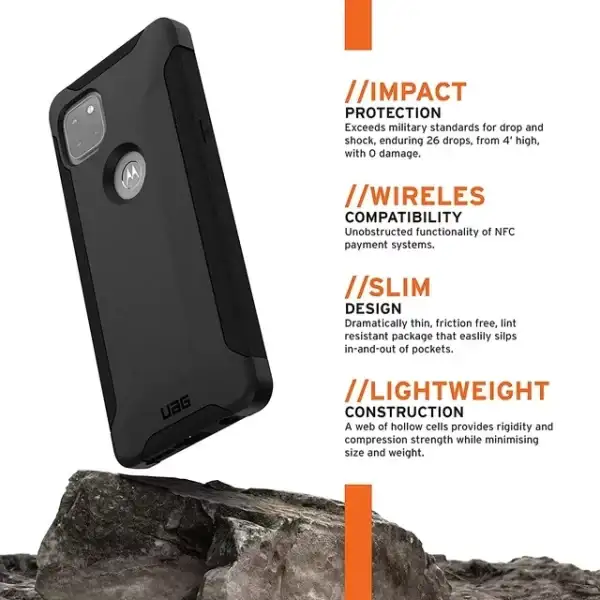 UAG Motorola Moto One 5G Ace Case (2021) [6.7-inch Screen] Scout Rugged Sleek Shockproof Lightweight Military Drop Tested Protective Cover, Black - Image 3