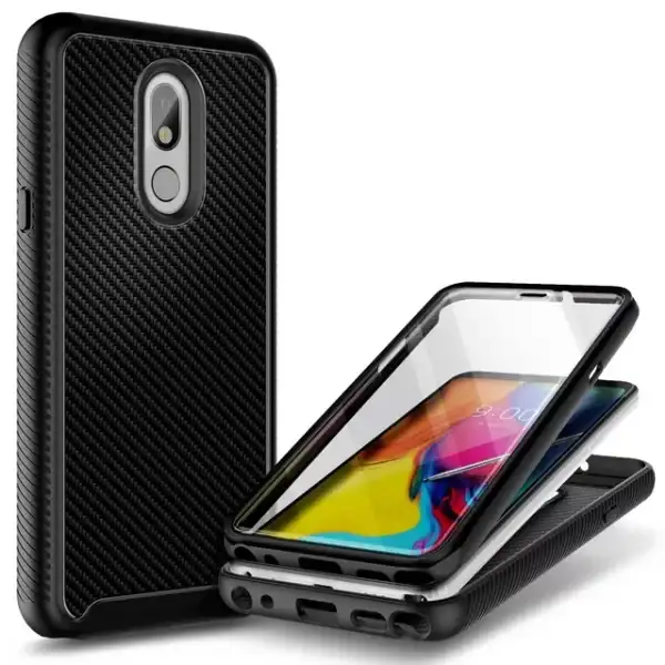 For LG Stylo 5 Case, Stylo 5X/Stylo 5V/Stylo 5+ Plus with Built-in Screen Protector, Nagebee Full-Body Protective Rugged Bumper Cover, Shockproof Durable Case (Carbon Fiber)