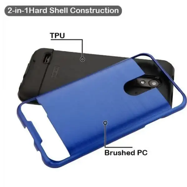 Phone Case For LG Stylo 4 - Phone Case Shockproof Hybrid Rubber Rugged Case Cover Brushed Dark Blue - Image 2