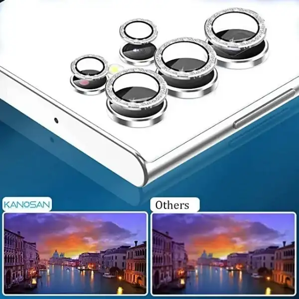 [5+5 Pack] for Samsung Galaxy S23 Ultra Camera Lens Protector Accessories Cover Camera Screen Protector Tempered Glass for S23 Ultra Aluminum Edge Metal Case Friendly - Image 3