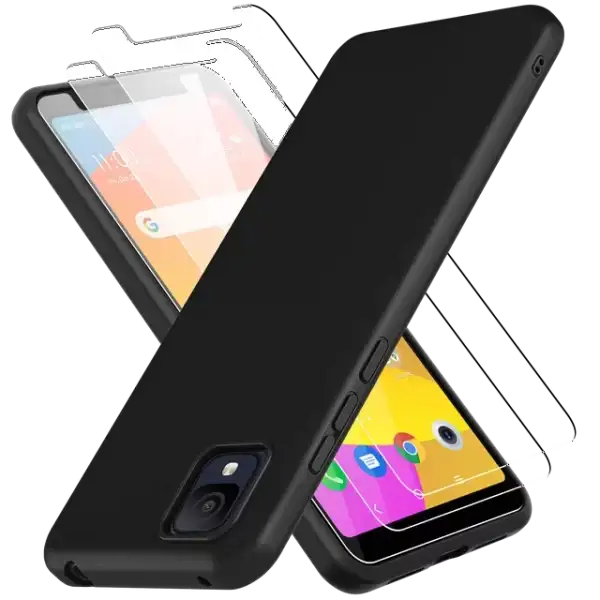 TCL ION X Case, CBUS Silicone Flex-Gel Case + 2X Glass Screen Protectors for TCL ION X (Matte Black)