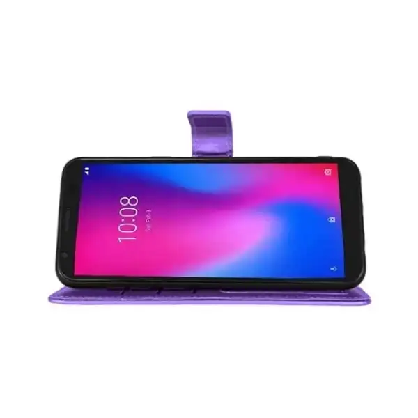 For Consumer Cellular ZTE ZMAX 5G Z7540 Wallet Cover Phone Case + Tempered Glass - Purple - Image 2