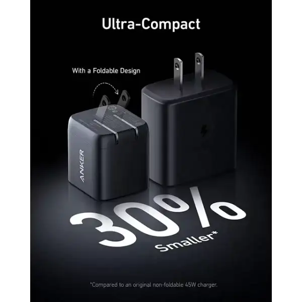 45W USB C Super Fast 313 Charger, Anker Ace Foldable PPS Fast Charger Supports Super Fast Charging 2.0 for Samsung Galaxy S23 Ultra, S23+/S23/S22/S21/S20/Note 20/Note 10, Cable Not Included - Image 2