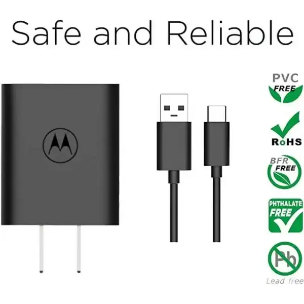 Motorola 20W Universal QC3.0 Charger with USB-C cable for Moto G Power, Moto G Stylus 5G , One 5g UW Ace, and USB-C Devices - Image 3