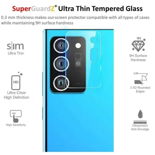 [2-Pack] For Rear Camera Lens of Samsung Galaxy Note 20 Ultra - SuperGuardZ Tempered Glass Screen Protector, Anti-Scratch, 9H Hardness, Anti-Bubble, Anti-Shock - Image 2