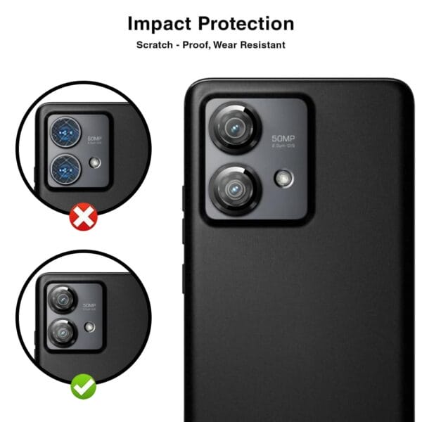 Oncraves Camera Lens Protector for Motorola Edge 40 Neo | 9H Hardness, Full Coverage Camera Metal Ring Ultra-Thin/Clear – Black - Image 3