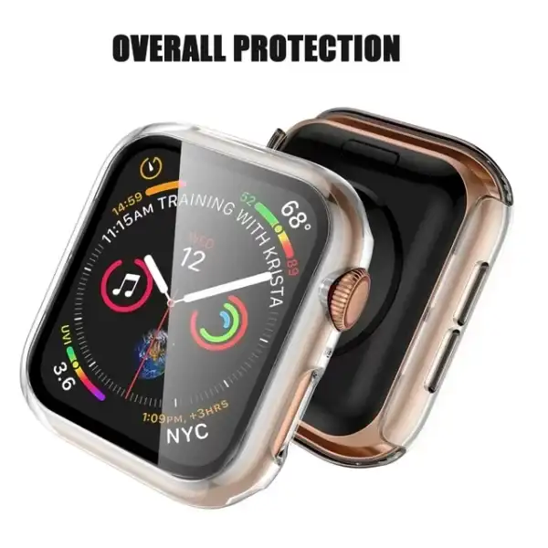 Ouwegaga 3 Pack Case Compatible with Apple Watch 44mm 45mm 42mm 41mm 40mm 38mm Women Men,Full Cover PC Bumper with Tempered Glass Screen Protector for iWatch Series SE 6 5 4 - Image 3