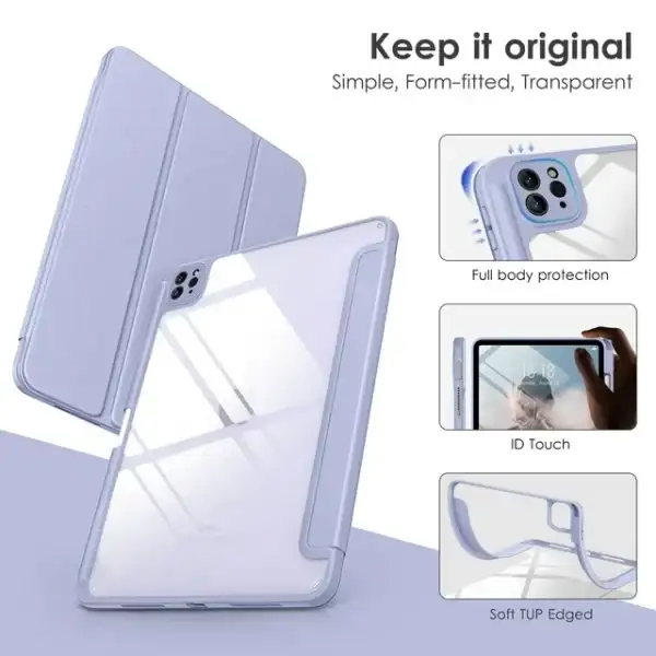 DTTOCASE iPad Pro 11 inch 4th 3rd 2nd 1st Generation 2022/2021/2020/2018,Clear Cover-Blue Purple - Image 2