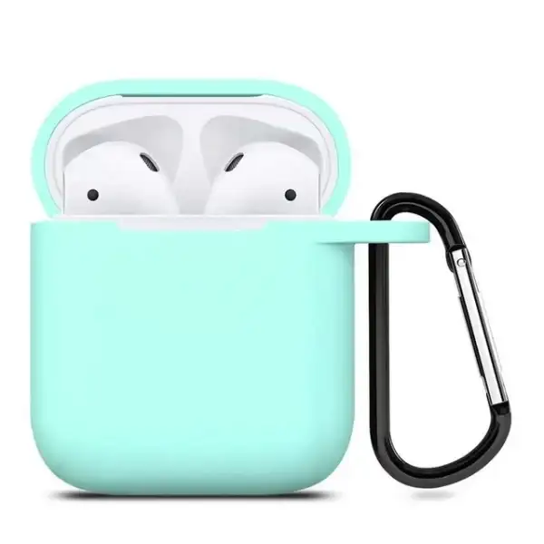 AirPods Silicone Case Cover Protective Skin with Keychain for Apple Airpod Charging Case Mint