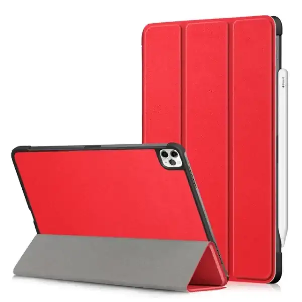 Allytech iPad Pro 11 2020 Case 2nd Generation, Slim Lightweight [Support Apple Pencil Charging] Auto Sleep Wake Trifold Stand Protective Smart Cover Case for Apple iPad Pro 11 Inch 2020 - Red - Image 2