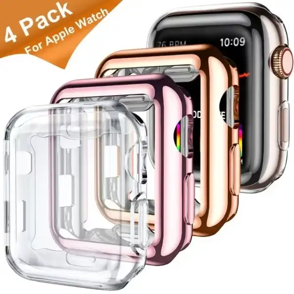 Ouwegaga 4 Pack Case for Apple Watch SE/SE2 Series 6/5/4, Full Coverage TPU Protective Cover for Apple Watch Screen Protector 40mm