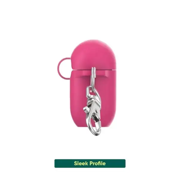 Silicone Charging Case Cover with Keychain Clip for Apple AirPods Pro (1st and 2nd generation) - Hyper Pink - Image 3