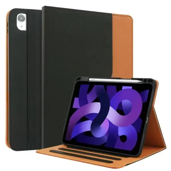 iPad Pro 11 Inch Case 2022/2021/2020/2018, iPad 11 Pro Case 4th/3rd/2nd/1st Generation w/Pencil Holder, Folio Stand Protective Cover w/Hand Strap, Auto Sleep/Wake, Multiple Viewing Angle, Black/Brown