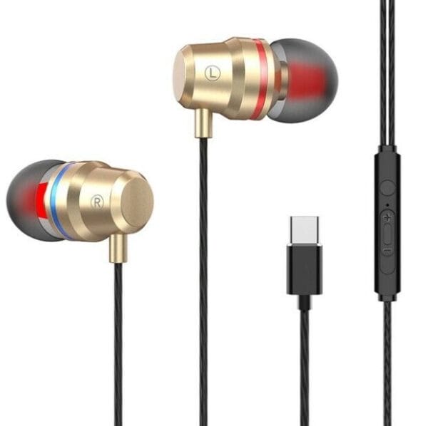 Type-C HIFI Bass Headset In-Ear Earphone Stereo Earbuds Headphone Wired Mic - Image 5