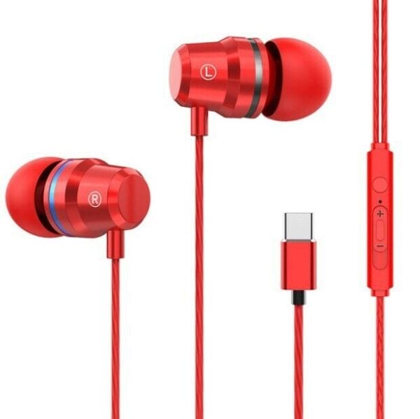 Type-C HIFI Bass Headset In-Ear Earphone Stereo Earbuds Headphone Wired Mic - Image 3