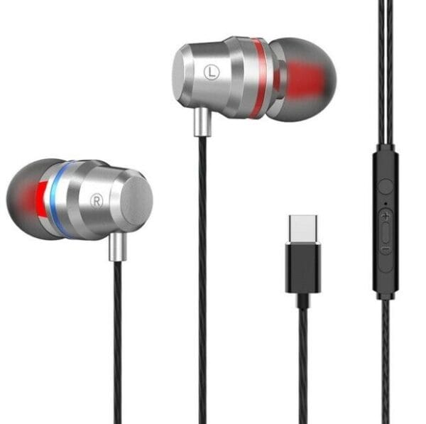 Type-C HIFI Bass Headset In-Ear Earphone Stereo Earbuds Headphone Wired Mic - Image 2