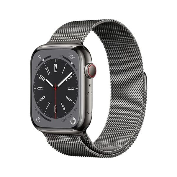 Apple Watch Series 8 [GPS + Cellular 45 mm] Smart Watch w/Graphite Stainless Steel Case & Graphite Milanese Loop. Fitness Tracker, Blood Oxygen & ECG Apps, Always- On Retina Display, Water Resistant